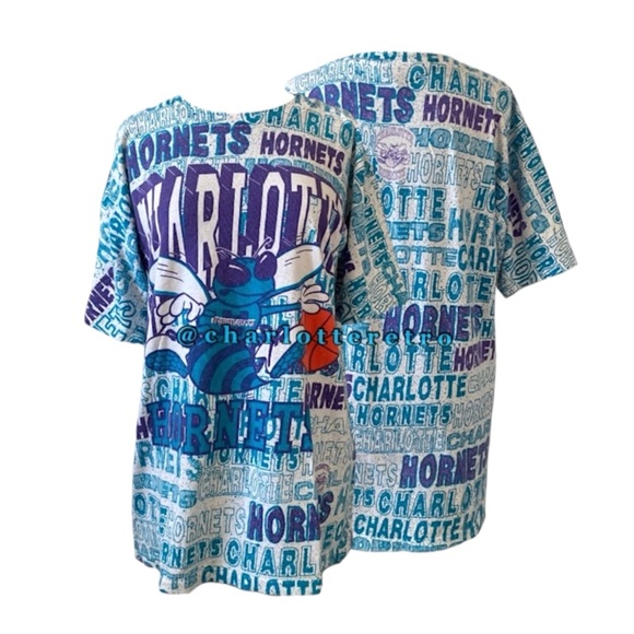 vtg Charlotte Hornets AOP Single Stitch Tee